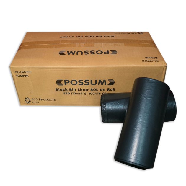 80 Litre Heavy Duty Black Bin Liners Garbage Bags Carton of 250 (ROLL)