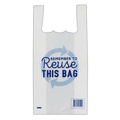 MEDIUM Printed Reusable Singlet White Bags