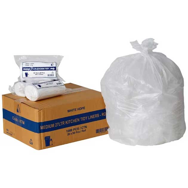 Bin Liner HDPE Tidy Medium 27L White