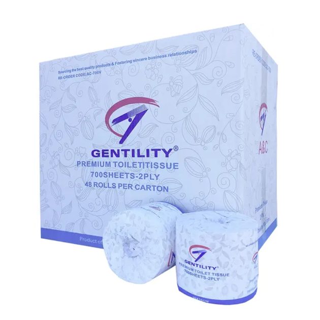 A&C Gentility Premium Toilet Tissues Soft Individually Wrapped Roll 2 ply 700 sheets