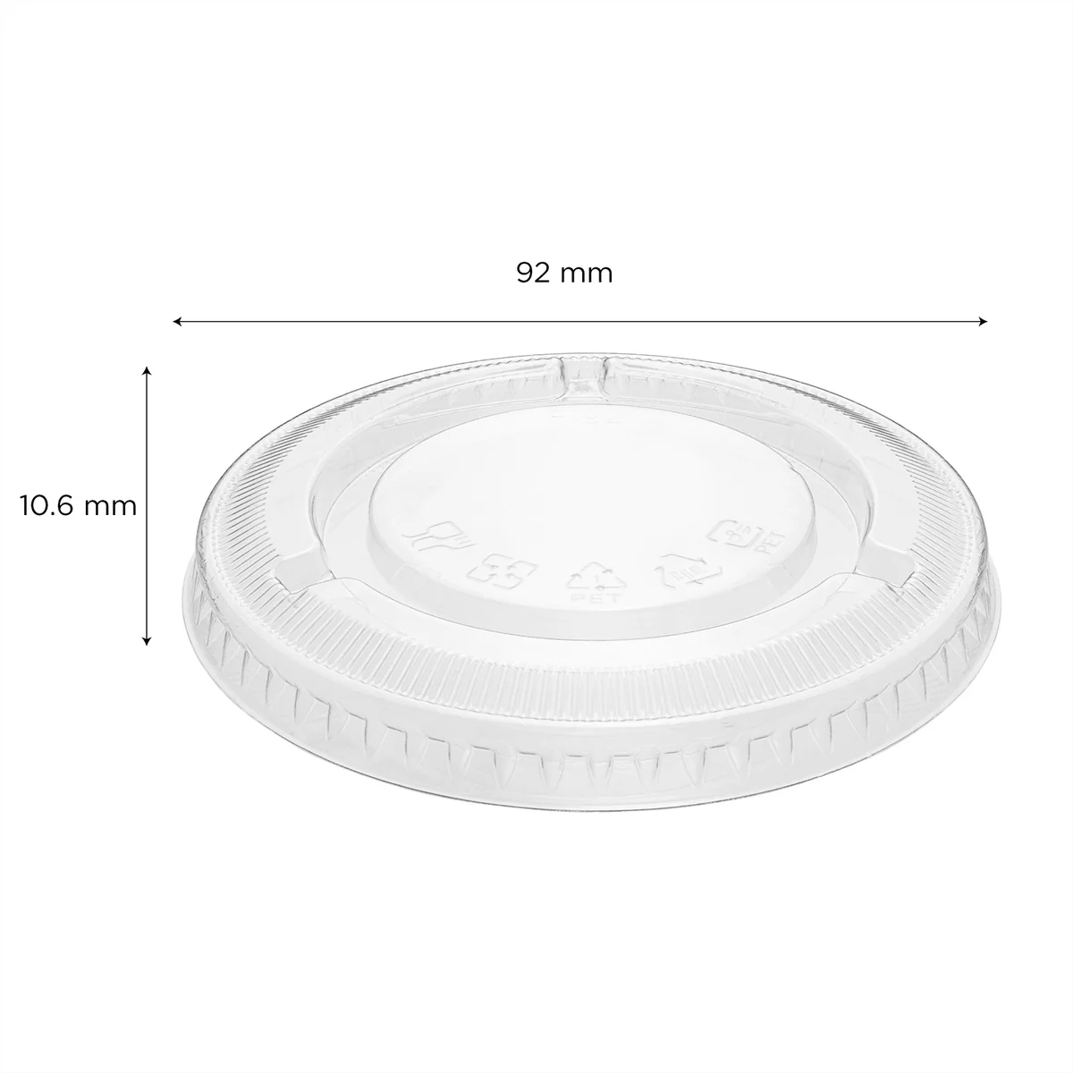 CLEAR RPET 92MM FLAT LIDS X-SLOT 1000