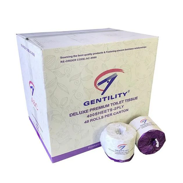 A&C Gentility Deluxe Toilet Roll 2 Ply 400 Sheet Embossed Scented Paper