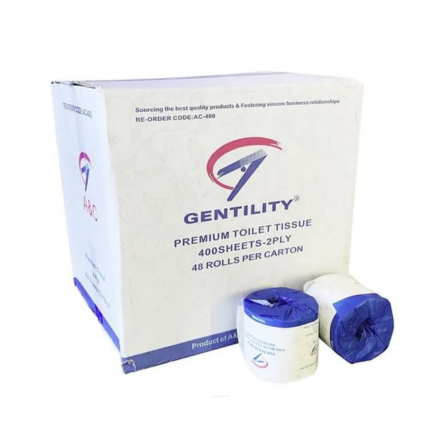 A&C Gentility Premium Toilet Tissues Soft White 2 ply 400 sheets 48 Rolls Individually Wrap