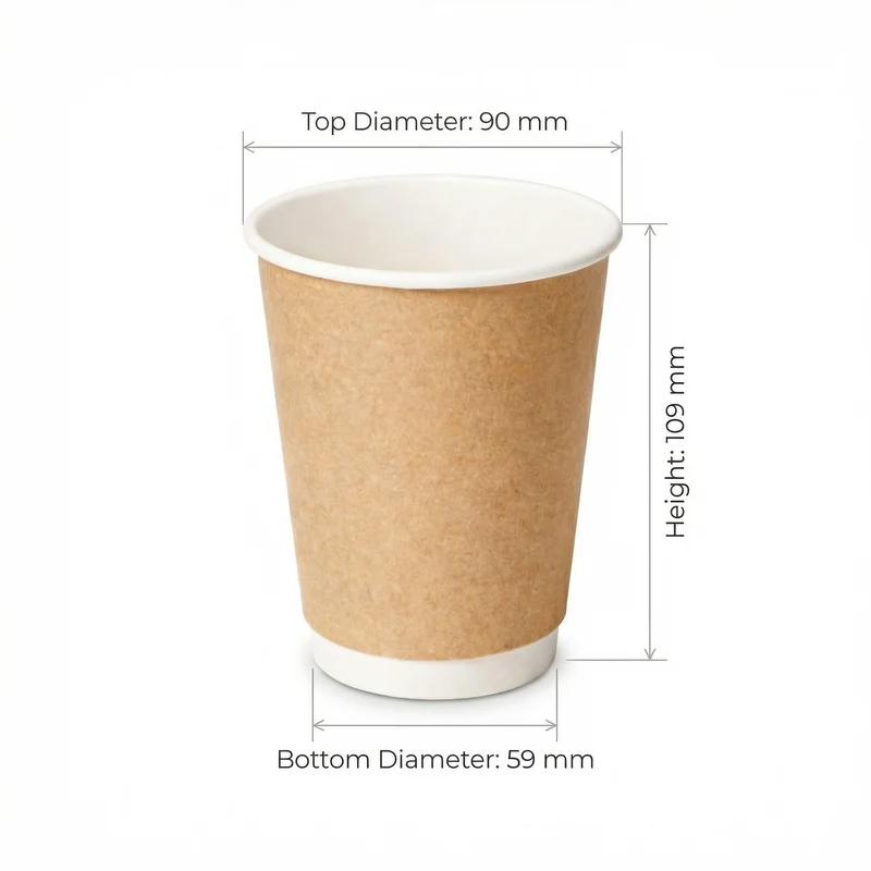 12OZ 90MM DOUBLE WALL PE PAPER CUP KRAFT 500