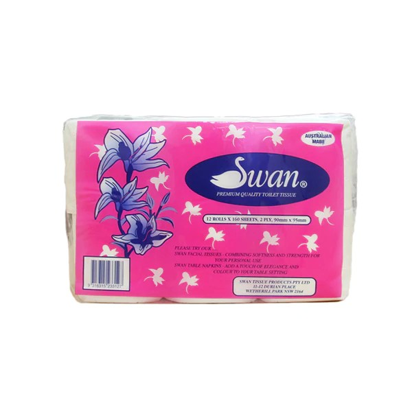 Swan Pink Toilet Paper 2 ply x 12 Rolls x 160