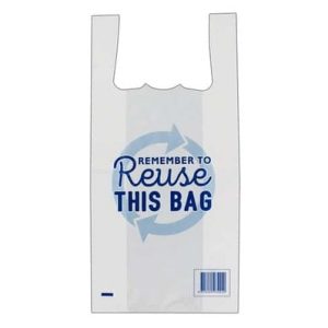 MEDIUM Printed Reusable Singlet White Bags